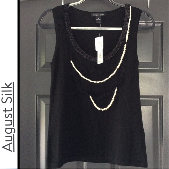 NWT August Silk Pearls and Lace Knit Tank - Picture 2 of 7